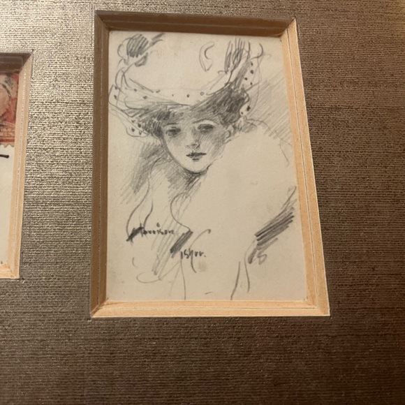 Vintage Sketch of Woman in Hat from 1908 - Harrison Fisher is the artist